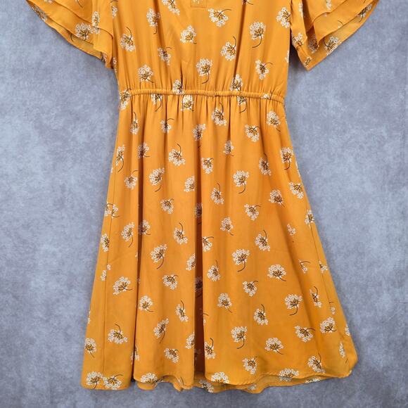 Ann Taylor Loft Yellow Floral Flare Flirt Knee Length Extra Small XS - Picture 4 of 6